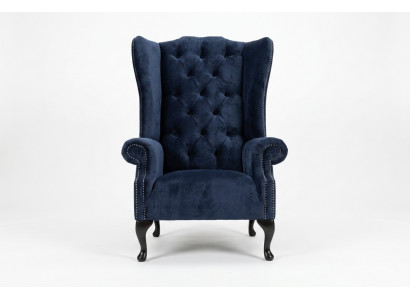 Niebieski fotel uszny Chesterfield Sofa Kanapa tapicerowany fotel 1 osobowy sofa Tekstylia