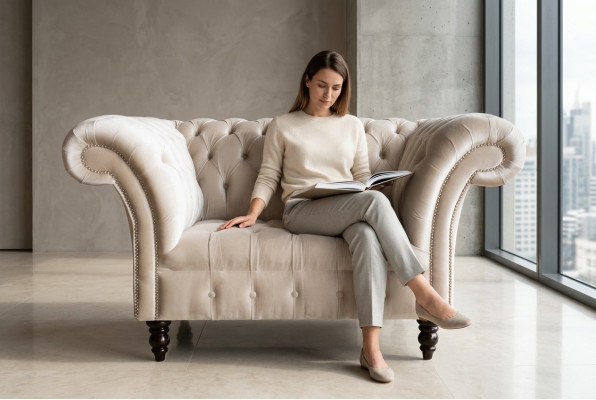 Chesterfield Sofa Kanapa Tapicerowana 1,5-osobowa Kanapka Sofa Klasyczna Jednoosobowa