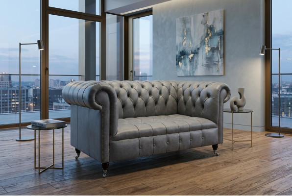 Sofa Chesterfield 2-osobowa kanapa tapicerowana materiał skóra sofa sofy