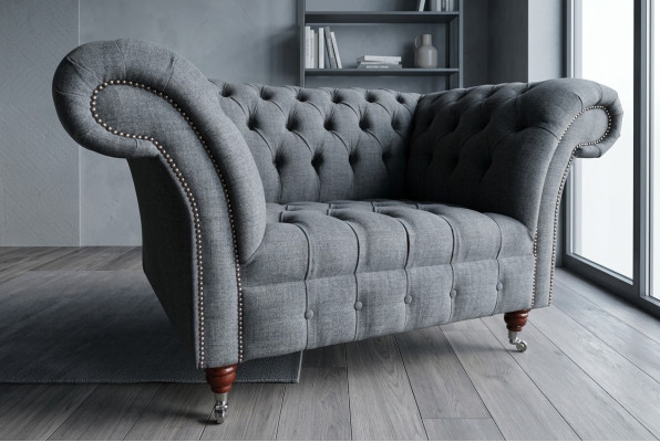 Chesterfield Design Tkanina Kanapa Fotel 1.5 Miejscowa Sofa z Poduchami Nowoczesna Klubowa