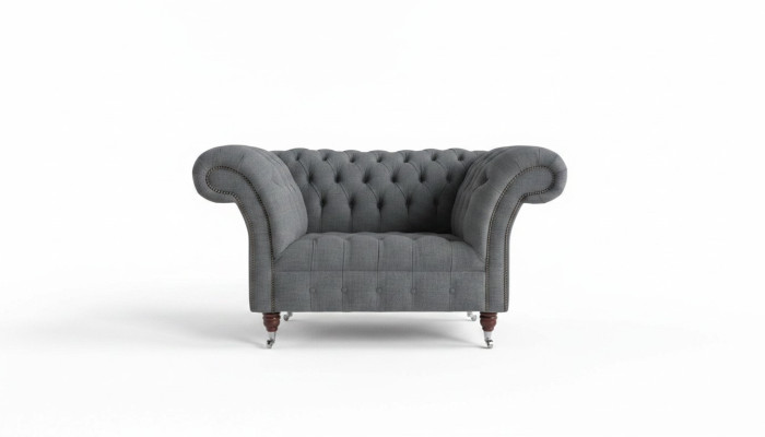 Chesterfield Design Tkanina Kanapa Fotel 1.5 Miejscowa Sofa z Poduchami Nowoczesna Klubowa