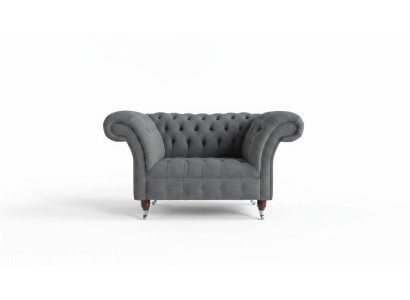 Chesterfield Design Tkanina Kanapa Fotel 1.5 Miejscowa Sofa z Poduchami Nowoczesna Klubowa