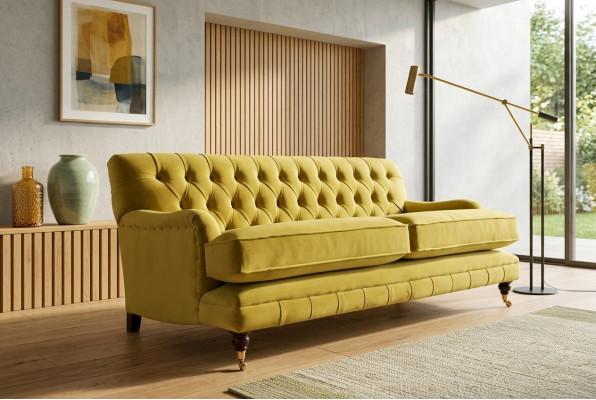 Chesterfield 3 osobowa kanapa w stylu designer, kanapa tapicerowana w tkaninie na trzy osoby.