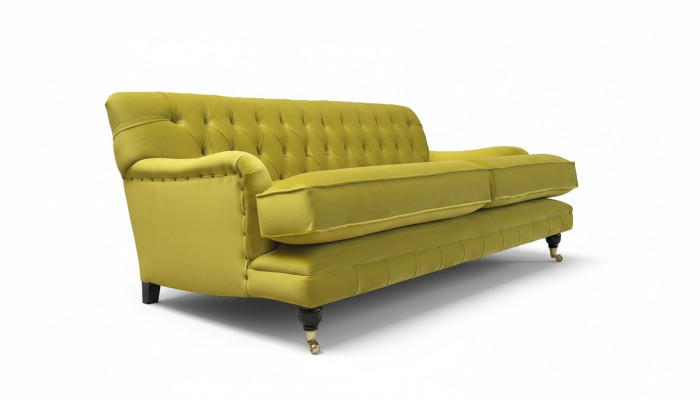 Chesterfield 3 osobowa kanapa w stylu designer, kanapa tapicerowana w tkaninie na trzy osoby.