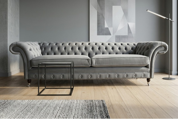 Chesterfield 4 miejsce do siedzenia Podkładka Couch Modern Style Skóra Materiał Sofa Kanapy Włókiennicze