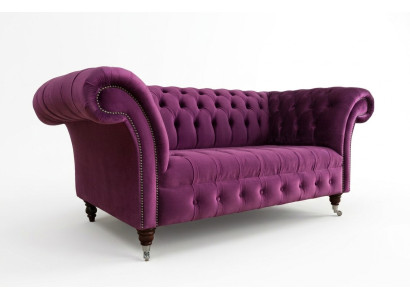 Chesterfield Design Luksusowa Sofa Wypoczynkowa Kanapa Komplet Obiciowy Skóra Tekstylia Fioletowy Nowy