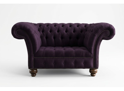 Fotel Chesterfield Design Tkanina Kanapa 1,5 osobowa Tapicerowane sofy Salon Welurowy Fioletowy