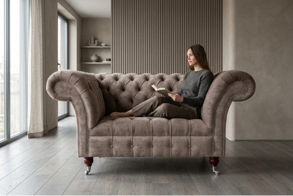 Chesterfield Fotel Kanapa telewizyjna 1-osobowa Sofa Tkanina Tapicerka Nowa Tkanina Kanapy