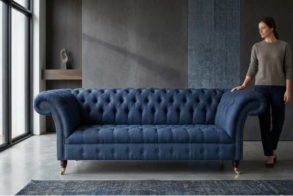 Chesterfield Sofa Tkanina Tkanina Kanapy Kanapy Kanapy Sofa Wyściełane Aksamit 3-osobowe