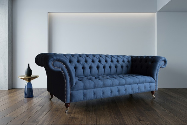 Chesterfield Sofa Tkanina Tkanina Kanapy Kanapy Kanapy Sofa Wyściełane Aksamit 3-osobowe