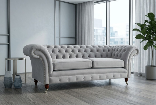 Sofa Chesterfield Tapicerka Kanapa 3-osobowa Kanapy Komplet wypoczynkowy Sofy Biały Nowy