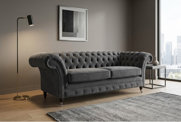 Chesterfield Sofa 3-osobowa kanapa tapicerowana z tkaniny skóry kanapy sofy.