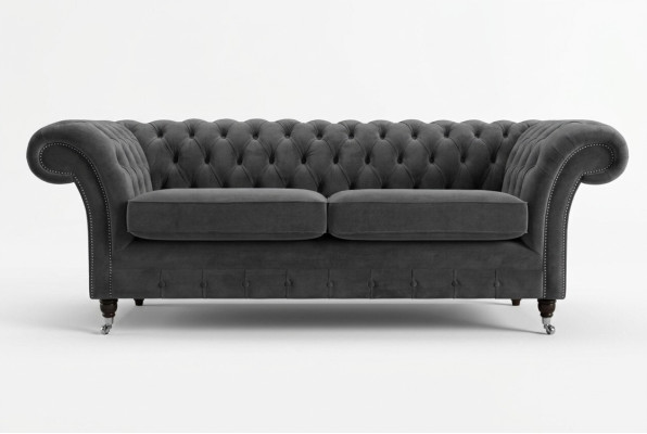 Chesterfield Sofa 3-osobowa kanapa tapicerowana z tkaniny skóry kanapy sofy.