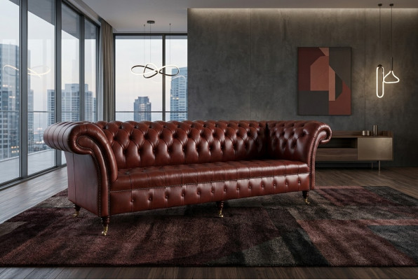 Xxl Duża sofa Chesterfield Sofa 4 miejsce do siedzenia Sofa Podkładka Luxury Classic Włókienniczy