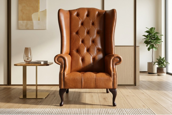 Fotel Chesterfield Fotelik Kanapa Tkanina Tapicerka Brązowy Meble Lobby