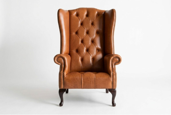 Fotel Chesterfield Fotelik Kanapa Tkanina Tapicerka Brązowy Meble Lobby