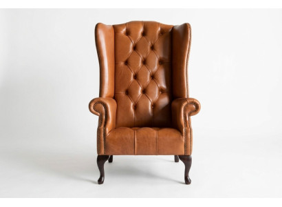 Fotel Chesterfield Fotelik Kanapa Tkanina Tapicerka Brązowy Meble Lobby