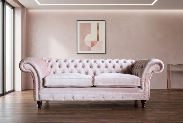 Chesterfield 3-osobowa sofa z sofą w stylu Design Tapicerowane sofy Tkaniny trzyosobowe.