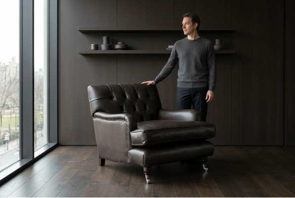 Chesterfield Design Sofa Fotel Kanapa Luksusowy Tekstylny Kozetka 1-osobowa #299