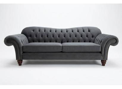 Duża Sofa 4 miejsce do siedzenia Couch Chesterfield Podkładka Siedziba Ustawić Materiał Włókienniczy New Grey