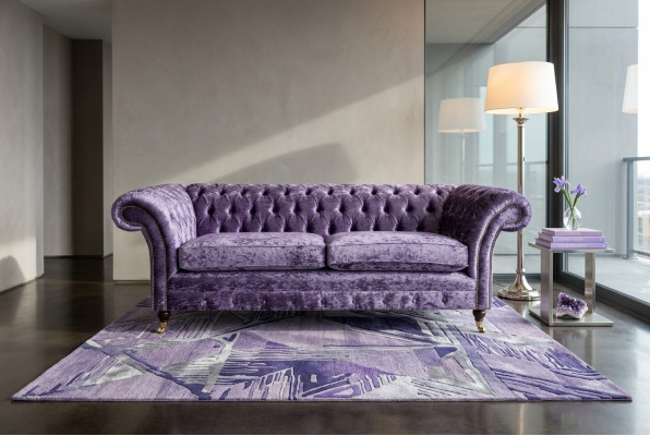 Fioletowa trzyosobowa sofa Chesterfield Chesterfield luksusowa 3-miejscowa sofa do siedzenia