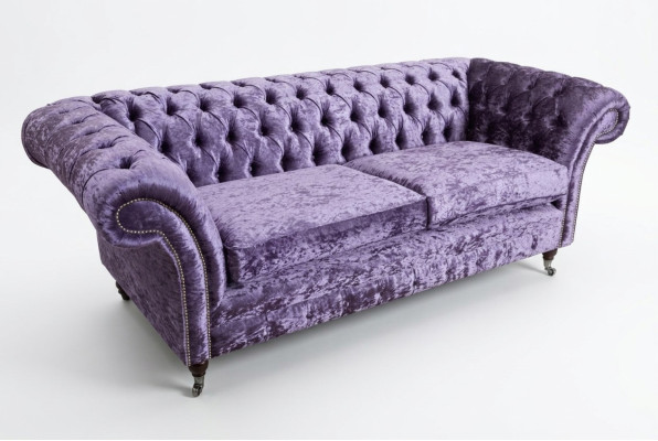Fioletowa trzyosobowa sofa Chesterfield Chesterfield luksusowa 3-miejscowa sofa do siedzenia