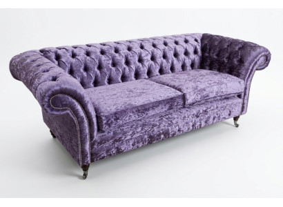 Fioletowa trzyosobowa sofa Chesterfield Chesterfield luksusowa 3-miejscowa sofa do siedzenia