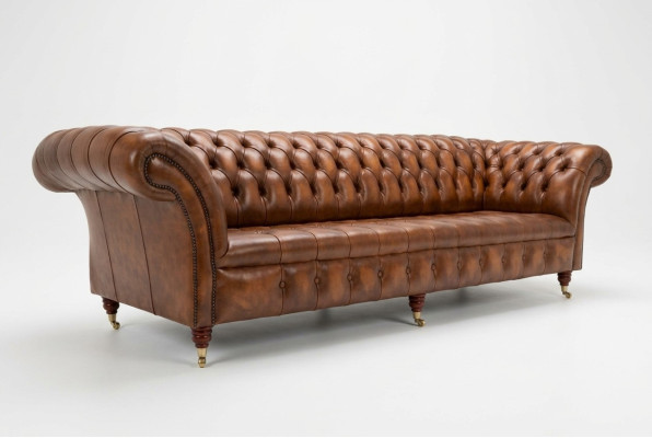 Chesterfield 4 miejsce do siedzenia Podkładka Kanapa Styl Nowoczesny Skóra Materiał Sofa Kanapy Skóra