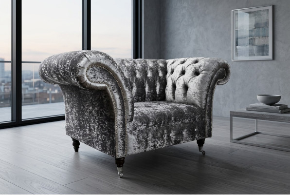 Fotel Tapicerowany Meble Chesterfield Sofa Tekstylia Skóra Materiał Kanapa Jednoosobowa Srebrny