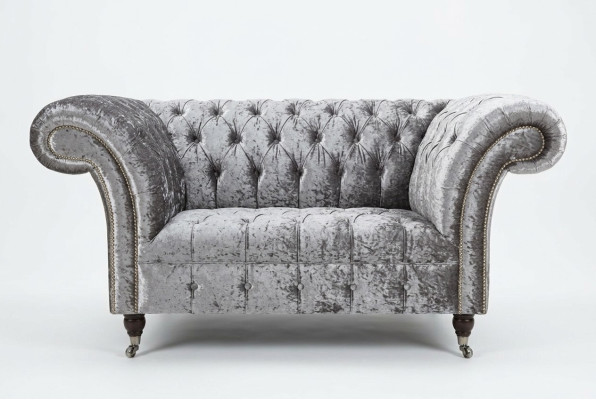 Fotel Tapicerowany Meble Chesterfield Sofa Tekstylia Skóra Materiał Kanapa Jednoosobowa Srebrny