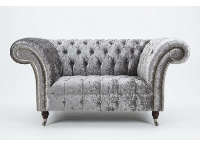 Fotel Tapicerowany Meble Chesterfield Sofa Tekstylia Skóra Materiał Kanapa Jednoosobowa Srebrny