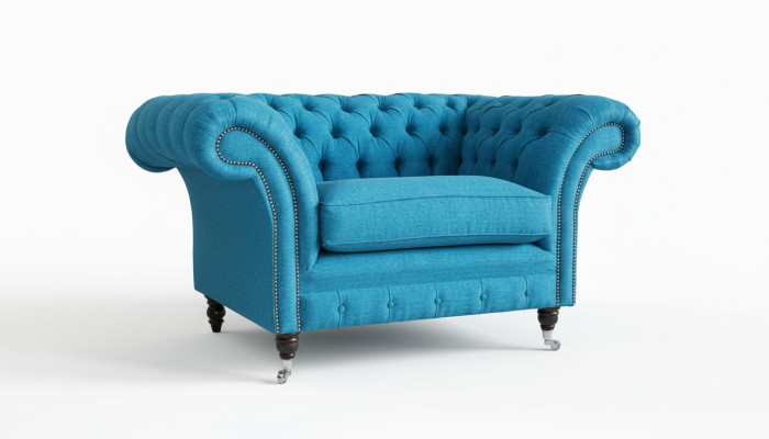 Niebieska sofa Kanapa Chesterfield Meble siedzące Tekstylia Materiał Skóra Kanapy Nowe