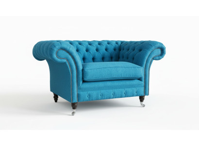 Niebieska sofa Kanapa Chesterfield Meble siedzące Tekstylia Materiał Skóra Kanapy Nowe