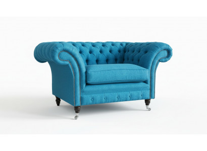Niebieska sofa Kanapa Chesterfield Meble siedzące Tekstylia Materiał Skóra Kanapy Nowe
