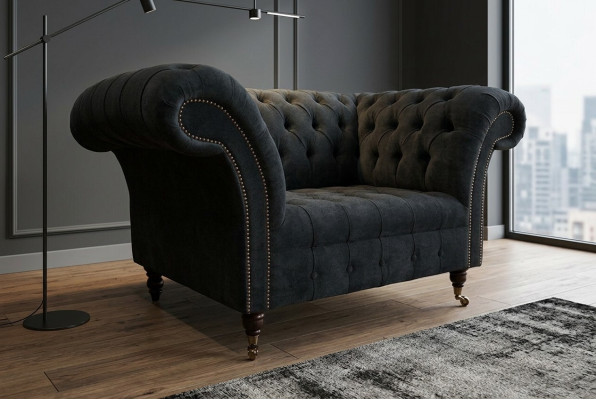 Czarny sofa kanapa Chesterfield meble tapicerowane tkanina skóra sofy nowe