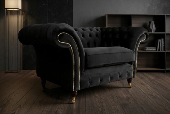 Chesterfield Design Materiałowa Sofa Fotel 1,5-miejscowa Nowoczesne kanapy z poduszkami Lounge Club
