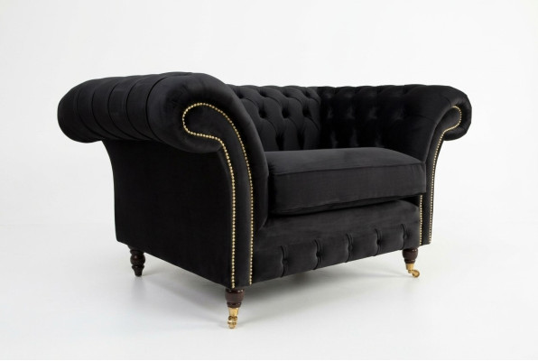 Chesterfield Design Materiałowa Sofa Fotel 1,5-miejscowa Nowoczesne kanapy z poduszkami Lounge Club