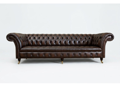 Classic Chesterfield Skóra Podkładka Luxury Sofa Design Couch Sofy 4 miejsce do siedzenia Nowość