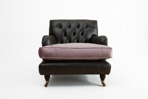 Fotel telewizyjny Klubowy Fotel Lounge Tkanina Skóra Elegancki Design ChesterfieldTapicerka