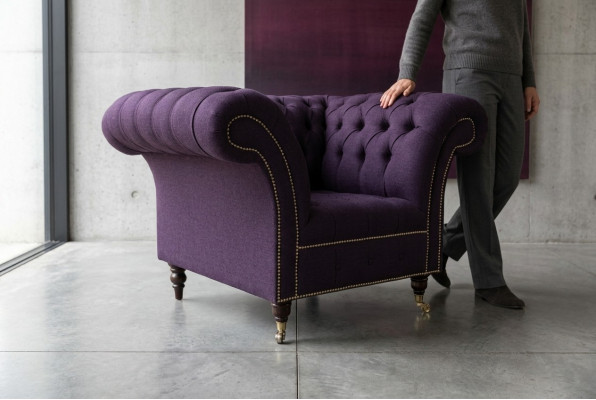 Fotel 1-osobowy Chesterfield z aksamitu Luksusowy design kanapy Obicia fioletowy Nowy