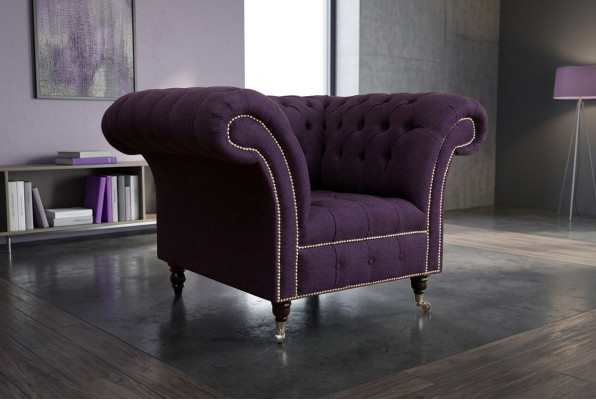 Fotel 1-osobowy Chesterfield z aksamitu Luksusowy design kanapy Obicia fioletowy Nowy