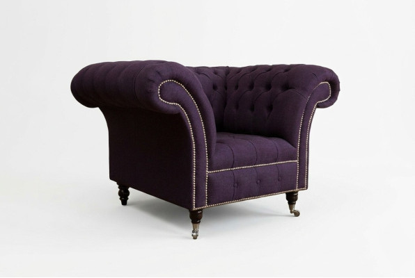 Fotel 1-osobowy Chesterfield z aksamitu Luksusowy design kanapy Obicia fioletowy Nowy