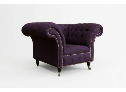 Fotel 1-osobowy Chesterfield z aksamitu Luksusowy design kanapy Obicia fioletowy Nowy