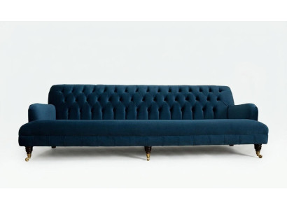 Duża niebieska luksusowa sofa czteroosobowa Chesterfield xxl Podkładka Meble