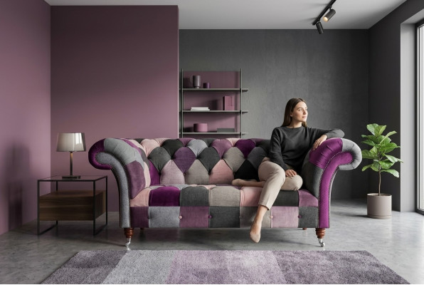 Chesterfield 2 miejsce do siedzenia Sofa Włókienniczy Couch Podkładka Design Kolorowe Sofy