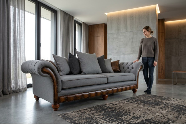 Klasyczna Sofa Chesterfield Design 4 miejsce do siedzenia Podkładka Luksusowe Kanapy Włókiennicze