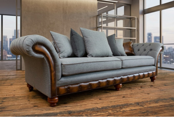 Klasyczna Sofa Chesterfield Design 4 miejsce do siedzenia Podkładka Luksusowe Kanapy Włókiennicze