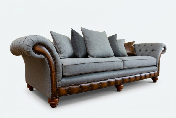 Klasyczna Sofa Chesterfield Design 4 miejsce do siedzenia Podkładka Luksusowe Kanapy Włókiennicze