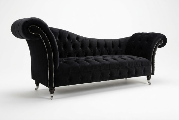 Kanapa trzyosobowa Chesterfield Podkładka designerska sofa 3-osobowa Siedziba sofy Pokój Czarny
