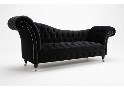 Kanapa trzyosobowa Chesterfield Podkładka designerska sofa 3-osobowa Siedziba sofy Pokój Czarny